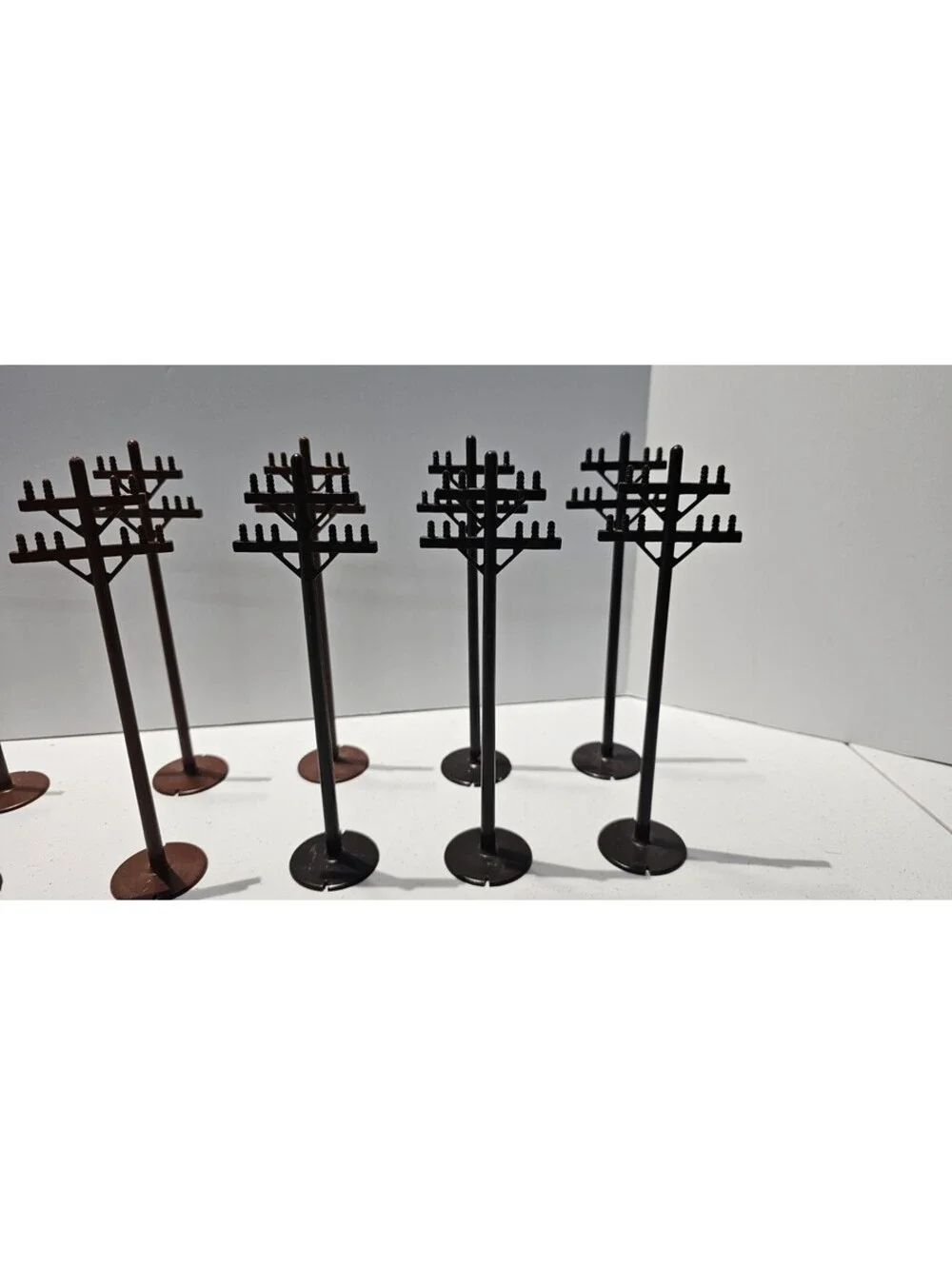 Vintage Marx Toys O Gauge Telephone Telegraph Poles Lot of 12 Brown Black 7